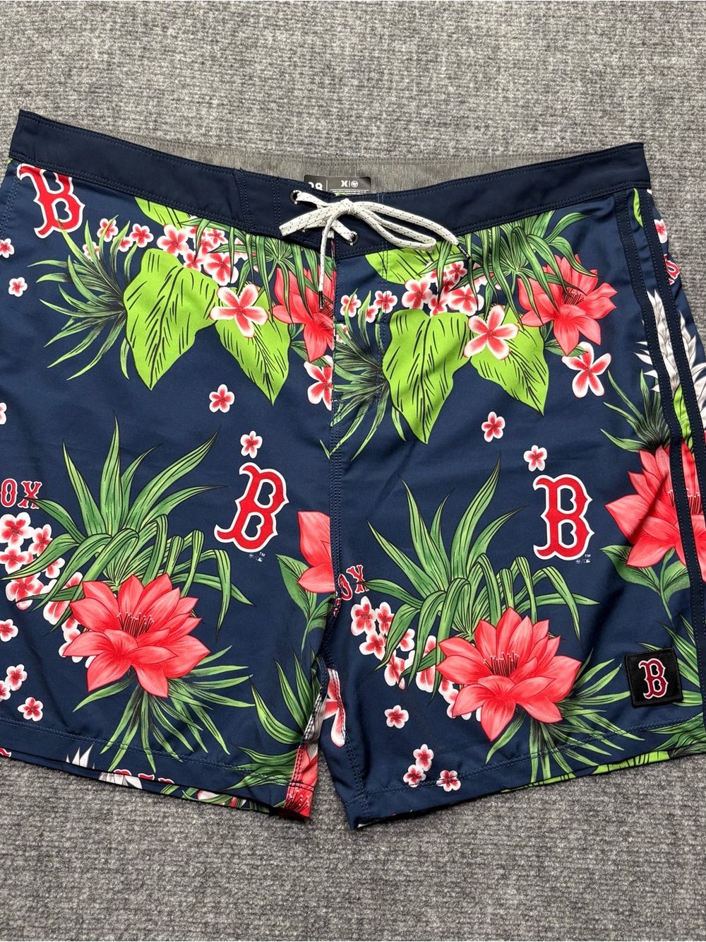 Hurley Boston Red Sox Board Shorts Mens 38 5" Blue Phantom Floral Hawaiian Surf